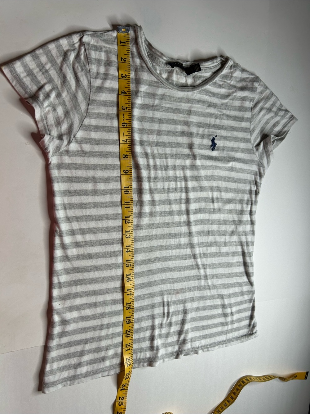 Polo Ralph Lauren Gray & White Striped Short Sleeve Classic Preppy Tee Sz XS - Picture 9 of 9